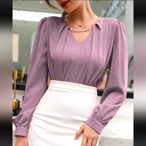 Purple dress-up shirt with pearls